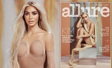 Kim Kardashian shfaqet nudo në kopertinën e revistës “Allure”, ndërsa flet për papërsosmëritë e saj