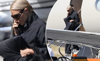 Kim Kardashian fotografohet duke u kthyer në Los Angeles me aeroplanin e saj privat 'Kim Air'