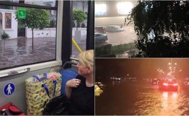Serbia përfshihet nga një stuhi shiu, autobusi ‘noton’ në rrugët e Beogradit