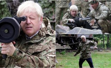 Boris Johnson ‘provon një predhë antitank dhe hedh një granatë’ - ndërsa shikon ushtarët ukrainas duke u trajnuar nga ushtria britanike
