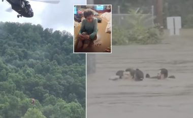 Momenti i shpëtimit të 98-vjeçares, që kishte ngecur brenda shtëpisë së mbushur me ujë si pasojë e përmbysjeve në Kentucky
