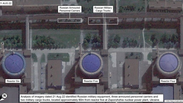 Imazhi që tregon se sa afër centralit bërthamor në Zaporizhzhia janë të stacionuara forcat ruse