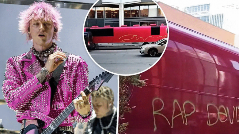 Autobusi i turneut të Machine Gun Kelly vandalizohet me sharje homofobike