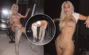 Kim Kardashian tregon format trupore në bikini gjatë një fotosesioni në palestër