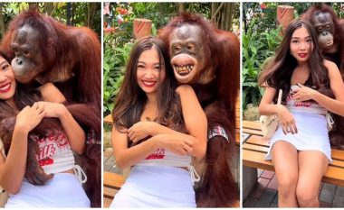 Orangutangu ia kap gjoksin vizitores në parkun e Bangkokut