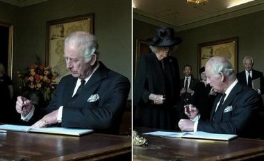 Mbretin Charles e nervozon stilolapsi derisa nënshkruan dokumentin, i rrjedh ngjyra në dorë