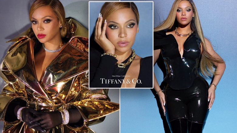 Beyonce e mahnitshme në veshjet me ngjyrë të zezë dhe ari teksa promovon partneritetin me ‘Tiffany & Co’