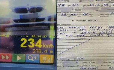 Voziti 234 km/h, gjobitet me 300 euro e ndalim të vozitjes për tre muaj