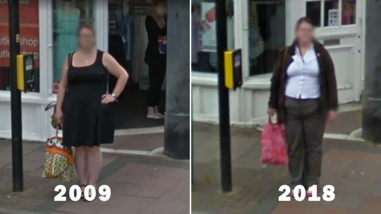 Gruaja u kap nga Google Street View në të njëjtin vend pas nëntë viteve