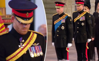 Harry veshi uniformë ushtarake gjatë vigjiljes për Mbretëreshën Elizabeth II