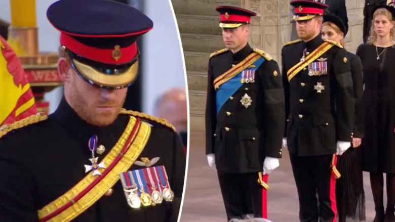 Harry veshi uniformë ushtarake gjatë vigjiljes për Mbretëreshën Elizabeth II