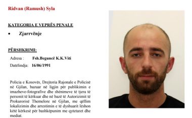 Policia e Kosovës kërkon bashkëpunimin e qytetarëve për arrestimin e Ridvan Sylës