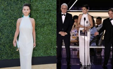 Selena Gomez shkëlqen me fustan të bardhë me rruaza në tapetin e kuq të “Emmy Awards 2022”