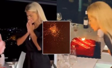 Luana Vjollca feston ditëlindjen e 31-të, befasohet nga familja me tortë, lule e fishekzjarre