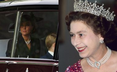 Në funeralin e saj, Kate Middleton vendos gjerdanin me perla që dikur e mbante Mbretëresha Elizabeth II