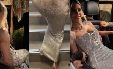 Bëhet virale videoja e Kim Kardashian, e cila mezi ngjitet shkallëve gjatë javës së Modës në Milano për shkak të fustanit të ngushtë