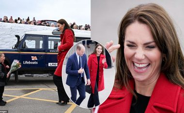 Princesha e Uellsit duket e mahnitshme me një pallto të kuqe gjatë vizitës në Uells