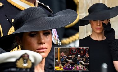 Meghan Markle nuk mund t'i ndalë lotët gjatë varrimit të Mbretëreshës Elizabeth II