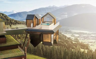 Wellness që sfidon gravitacionin: Një objekt me kulm të kthyer poshtë në një hotel në Alpe
