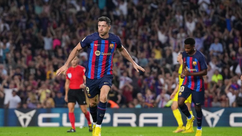 Barcelona po e shkatërron Villarrealin pas 45 minutash – Lewandowski dy gola, shënon edhe Ansu Fati