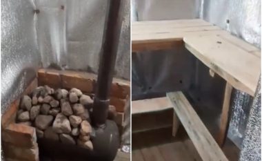 Ushtarët ukrainas gjejnë kohë për ‘relaks’, ndërtojnë saunë brenda llogores