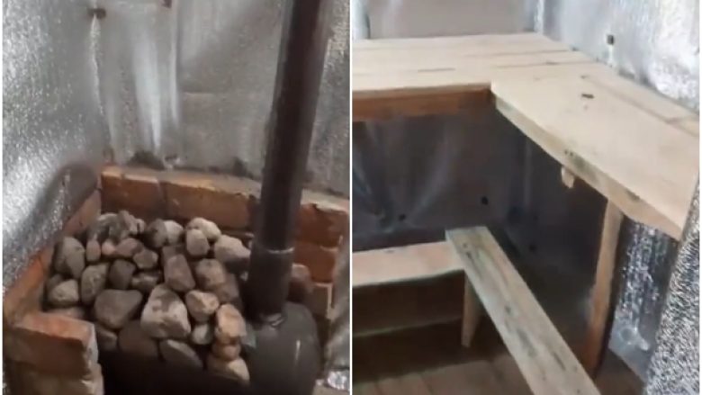 Ushtarët ukrainas gjejnë kohë për ‘relaks’, ndërtojnë saunë brenda llogores