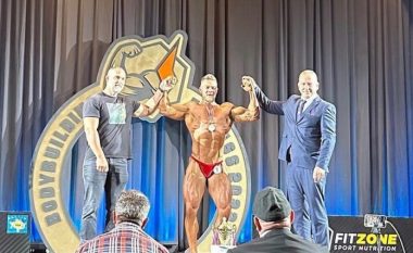 Barlet Muhaxhiri shpallet kampion në bodybuilding për kategorinë mbi 100 kilogramë