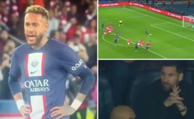 Tifozët vërejnë reagimet e Neymarit dhe Messit ndaj Mbappes pas golit nga penalltia kundër Benficas