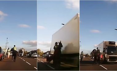 Kamioni nuk zvogëloi shpejtësinë, kali në panik – momenti kur një adoleshente në Angli u gjend ‘milimetra’ nga katastrofa