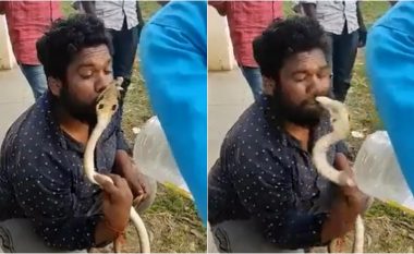 Burri në Indi përpiqet të puthë kobrën, kafshohet në fytyrë dhe tani po lufton për jetën