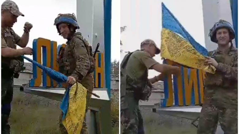 Forcat ukrainase ngritin flamurin e vendit në qytetin e Lymanit