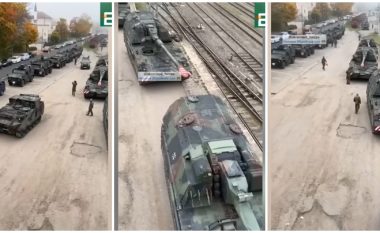 Tanke, topa e artileri të ndryshme – gjermanët ngarkojnë armët e rënda në tren për t’ua dërguar ukrainasve