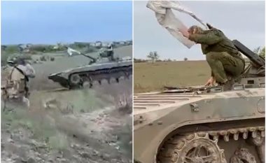 Pamjet e poshtërimit të ushtarëve rusë bëhen virale - vendosin flamuj të bardhë në tytat e tankeve gjersa dorëzohen para ukrainasve