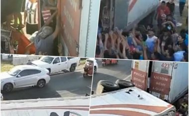 Kamioni që transportonte birra rrokulliset në Meksikë, banorët lokalë vrapojnë drejt rimorkios – e “zbrazin” pa ardhur policia