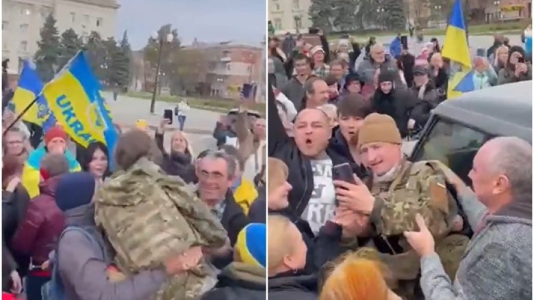 Përqafime dhe lot gëzimi te banorët e Khersonit, raportohet se trupat e para ukrainase arritën në qytet