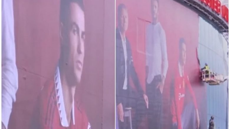 A po përfundon historia e një legjende: Foto e madhe e Ronaldos po hiqet nga “Old Trafford”