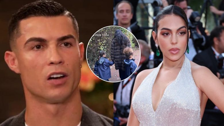 Georgina Rodriuguez postoi pamje duke u relaksuar në shtëpi me fëmijët para intervistës shpërthyese të Cristiano Ronaldos