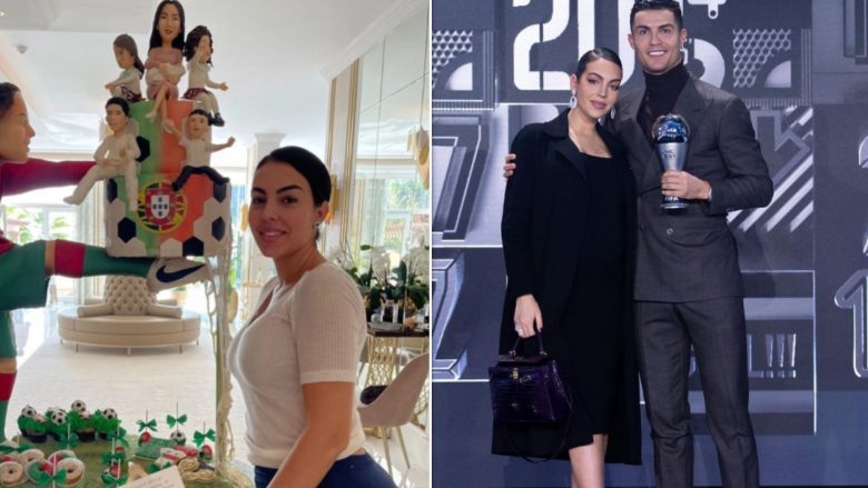 Georgina Rodriguez befasohet me tortë teksa arrin në Katar për të mbështetur Ronaldon në Kupën e Botës