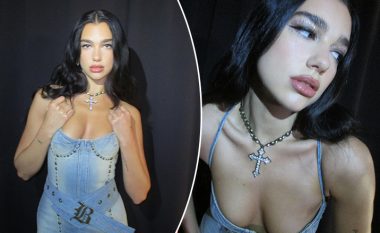 Dua Lipa duket elegante dhe tërheqëse teksa pozon me varësen në formë kryqi