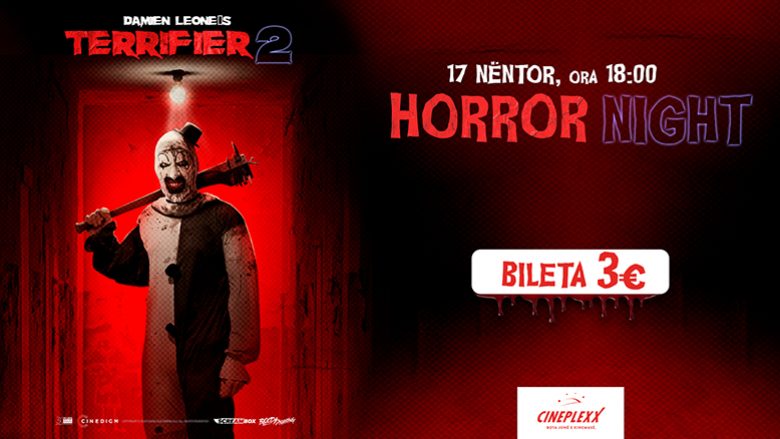 Horrori i frikshëm “Terrifier 2” arrin në Cineplexx me eventin Horror Night