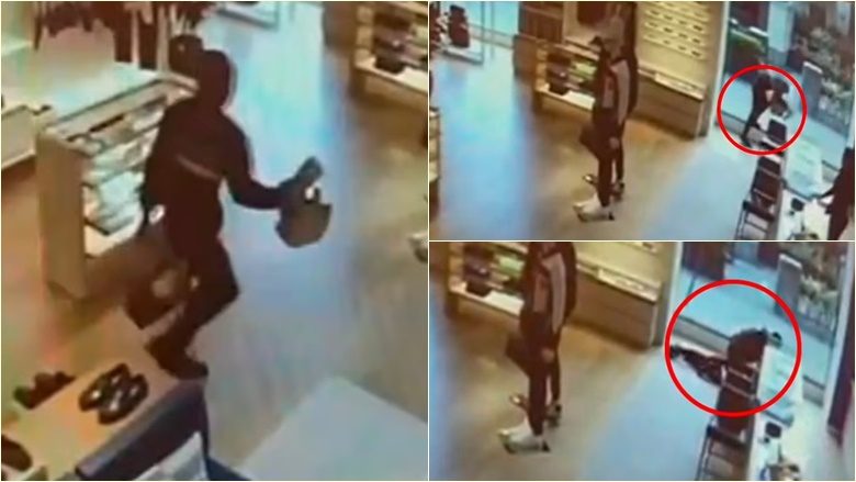 Deshi të largohej me çantat e vjedhura, hajni përfundoi në spital – pasi u përplas për derën e xhamit të një dyqani në Uashington