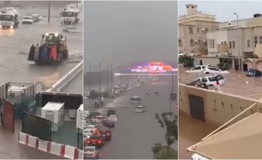 Rrugët shndërrohen në lumenj, uji ‘merr makinat me vete’ gjatë përmbytjeve në Arabinë Saudite të shkaktuara nga shirat e rrëmbyeshëm