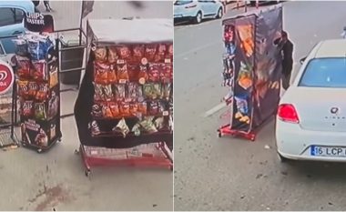 Erërat e forta në Turqi, rafti me rrota “u largua me vrap nga supermarketi” – shitësi u detyrua të vrapojë për ta kthyer në vendin e tij