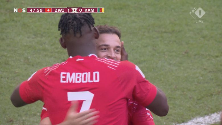 Xherdan Shaqiri asiston, Embolo shënon golin e epërsisë ndaj Kamerunit