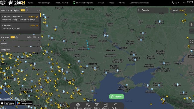 Mbi një milion përdorues të Flightradar24, ndoqën rrugëtimin e Babadimrit nëpër botë