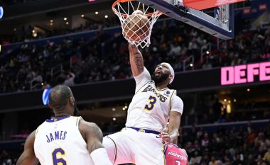 Anthony Davis me paraqitje të jashtëzakonshme, Lakers triumfojnë në udhëtim te Washingtoni