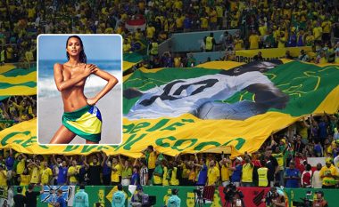 Modelja braziliane Lais Ribeiro pozon ‘topless’ për të shprehur mbështetje për Përfaqësuesen e Brazilit në Botëror 2022