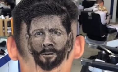 Tifozi me një stil unik të flokëve dedikuar idhullit të tij Lionel Messi