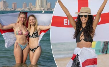 Tifozet e Anglisë sfidojnë rregullat e rrepta të Katarit, pozojnë me bikini në mbështetje të Kombëtares Angleze