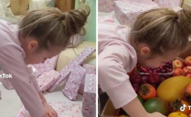 Një vajzë mori dhuratë një kuti me fruta për Krishtlindje, reagimi i saj gazmor u bë hit